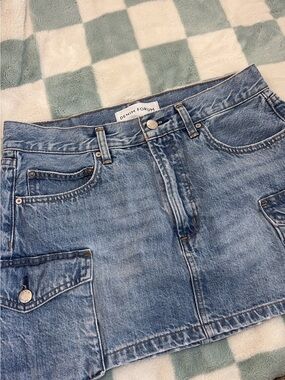 Aritzia Denim Forum Light Blue Cargo Denim Mini Skirt